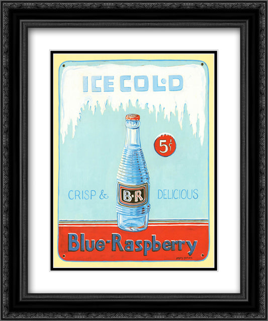 Blue Raspberry 15x18 Black Ornate Wood Framed Art Print Poster with Double Matting by Gorham, Gregory