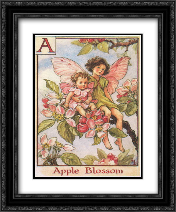 Apple Blossom Fairy 15x18 Black Ornate Wood Framed Art Print Poster with Double Matting by Barker, Cicely Mary