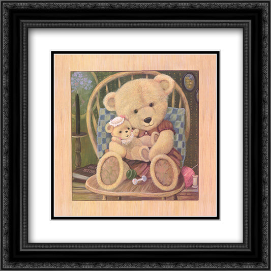 Bear Lullaby 13x13 Black Ornate Wood Framed Art Print Poster with Double Matting by Manning, Ruane