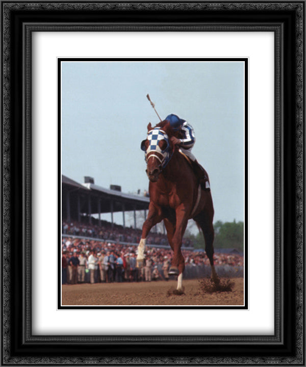 Secretariat Kentucky Derby #105 12x14 Black Ornate Wood Framed Art Print Poster with Double Matting