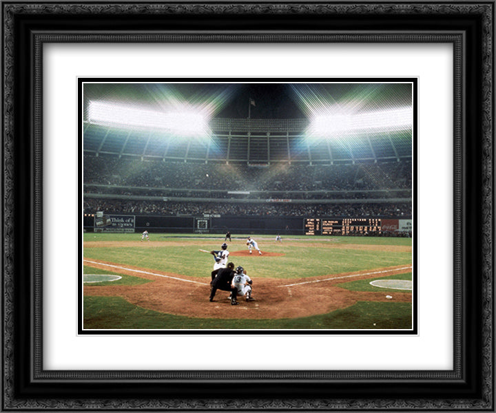 Hank Aaron 715th Home Run 14x12 Black Ornate Wood Framed Art Print Poster with Double Matting
