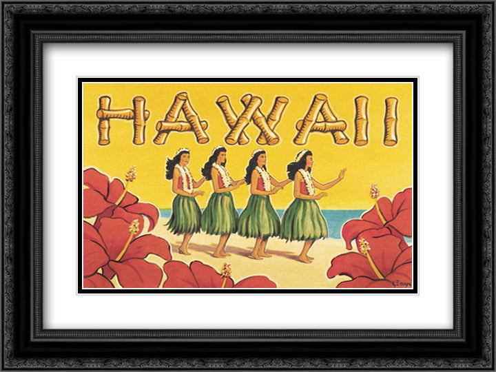 Hawaii 17x13 Black Ornate Wood Framed Art Print Poster with Double Matting by Erickson, Kerne