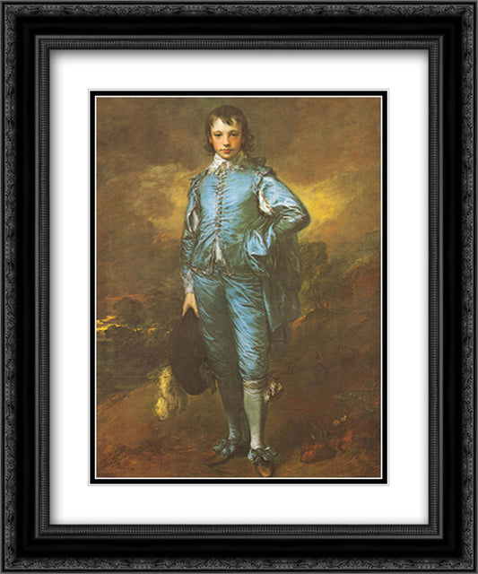 The Blue Boy 12x15 Black Ornate Wood Framed Art Print Poster with Double Matting by Gainsborough, Thomas