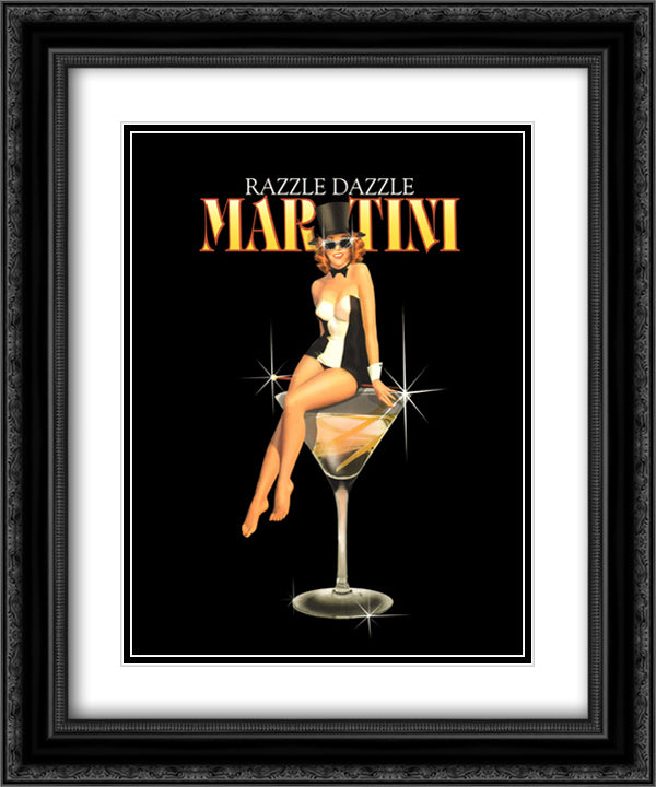 Razzle Dazzle Martini 16x19 Black Ornate Wood Framed Art Print Poster with Double Matting by Burch, Ralph