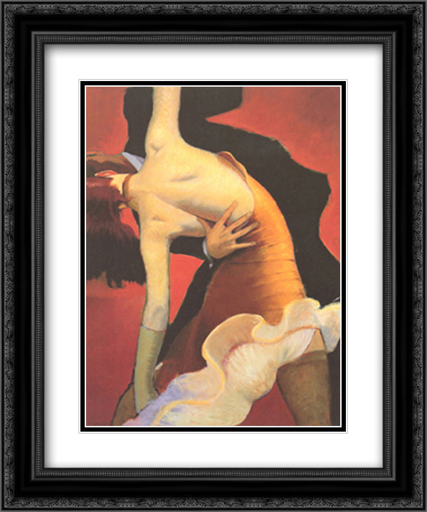 The Gold Dress 12x14 Black Ornate Wood Framed Art Print Poster with Double Matting by Brauer, Bill