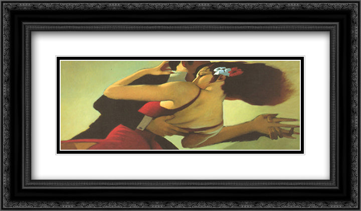 Tango Dancers 14x12 Black Ornate Wood Framed Art Print Poster with Double Matting by Brauer, Bill