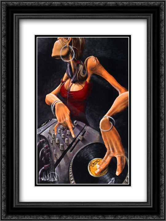 DJ Jewel 12x14 Black Ornate Wood Framed Art Print Poster with Double Matting by Garibaldi, David