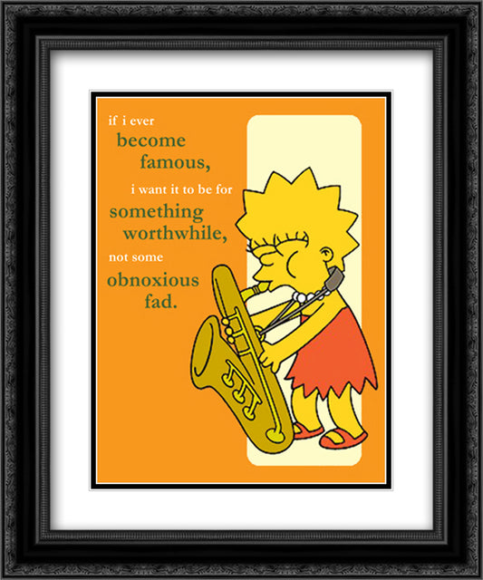 Simpsons - Lisa Famous Sax (postercard) 12x14 Black Ornate Wood Framed Art Print Poster with Double Matting