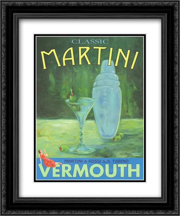 Classic Martini 15x18 Black Ornate Wood Framed Art Print Poster with Double Matting by Downs, Bob