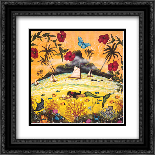 Tropical Paradise 14x14 Black Ornate Wood Framed Art Print Poster with Double Matting by Fries, Jessica