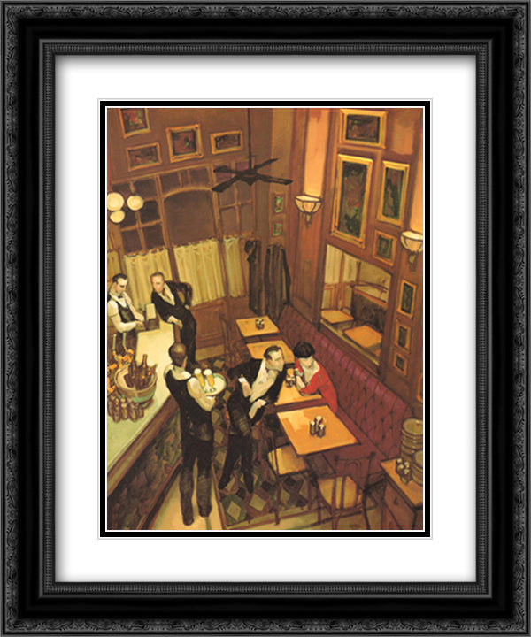 Bistro 15x18 Black Ornate Wood Framed Art Print Poster with Double Matting by Machado, Jaurez