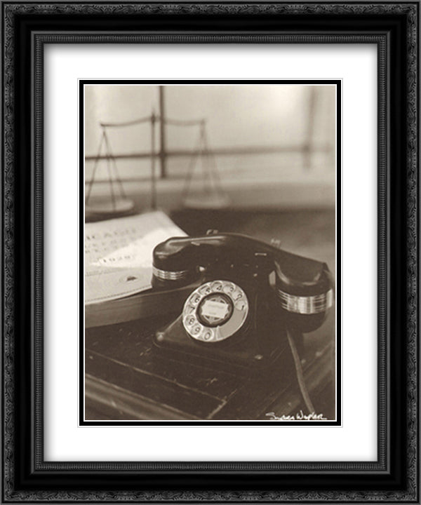 Telephone 15x18 Black Ornate Wood Framed Art Print Poster with Double Matting by Wampler, Sondra