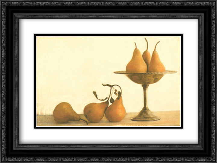 Pear Season 15x18 Black Ornate Wood Framed Art Print Poster with Double Matting by Melious, Amy