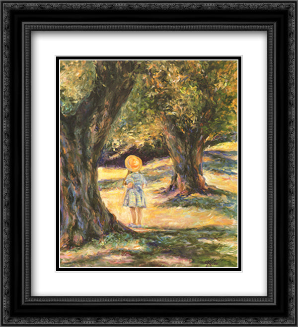 By the Olive Tree 15x18 Black Ornate Wood Framed Art Print Poster with Double Matting by Lee, Linda
