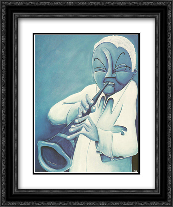 Blue Jazzman IV 15x18 Black Ornate Wood Framed Art Print Poster with Double Matting by Daughton, Patrick