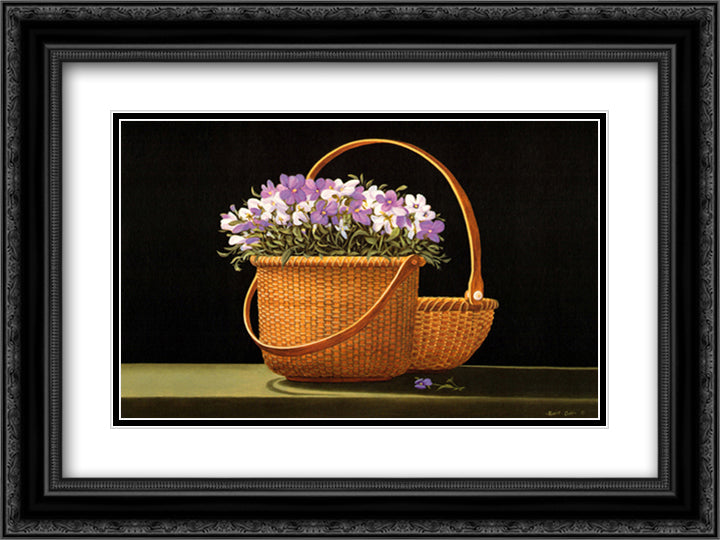 Baskets of Nantucket 15x18 Black Ornate Wood Framed Art Print Poster with Double Matting by Duff, Robert