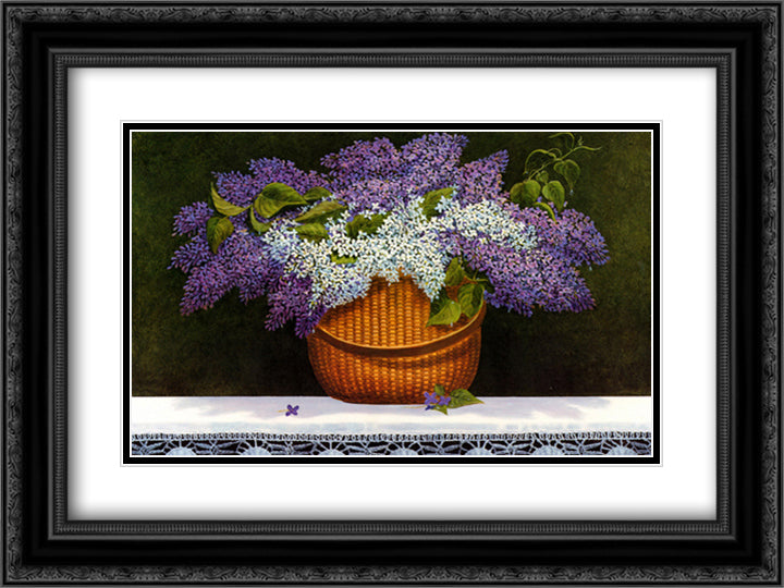 Lilacs of Nantucket 15x18 Black Ornate Wood Framed Art Print Poster with Double Matting by Duff, Robert