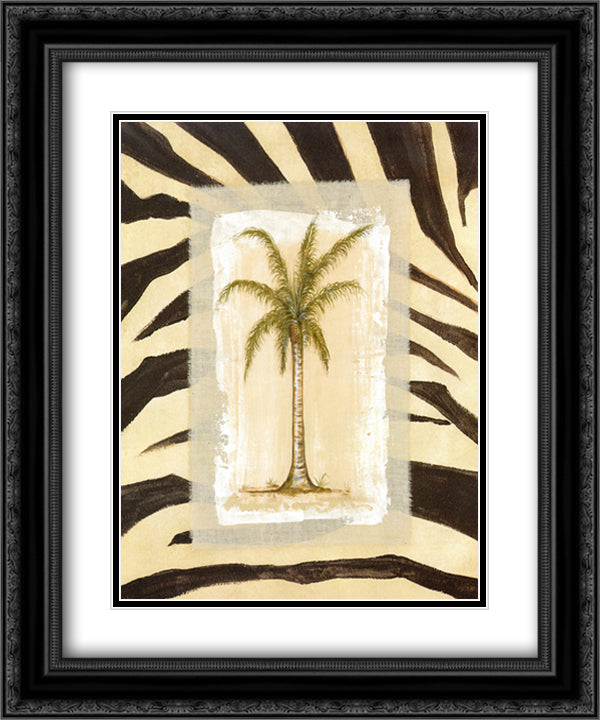 Zebra Palm II 15x18 Black Ornate Wood Framed Art Print Poster with Double Matting by Frederique, Marie