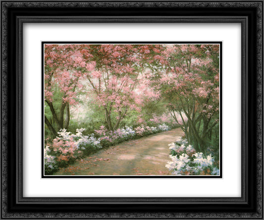 Azalea Walk 15x18 Black Ornate Wood Framed Art Print Poster with Double Matting by Romanello, Diane