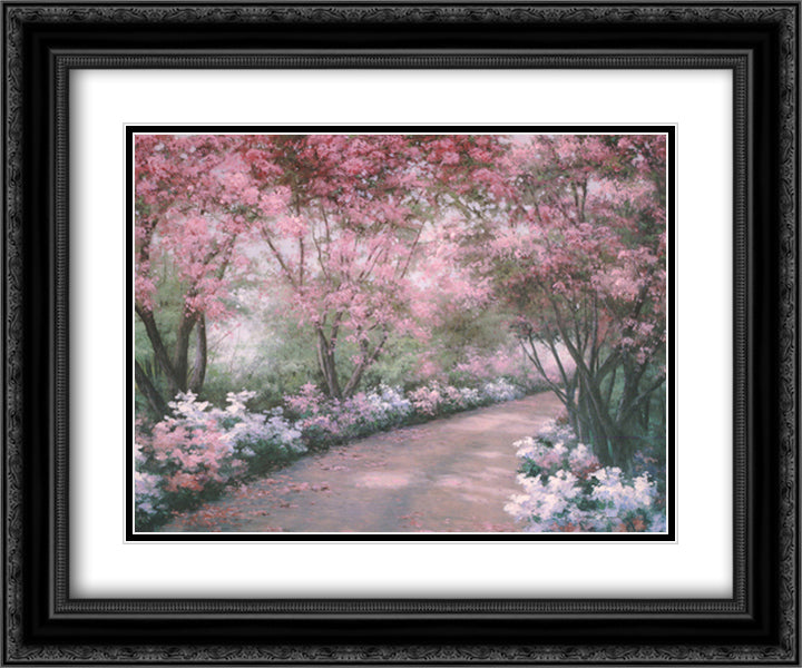 Azalea Walk 18x15 Black Ornate Wood Framed Art Print Poster with Double Matting by Romanello, Diane