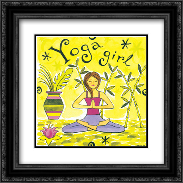 Yoga Girl 14x14 Black Ornate Wood Framed Art Print Poster with Double Matting by Brinley, Jennifer