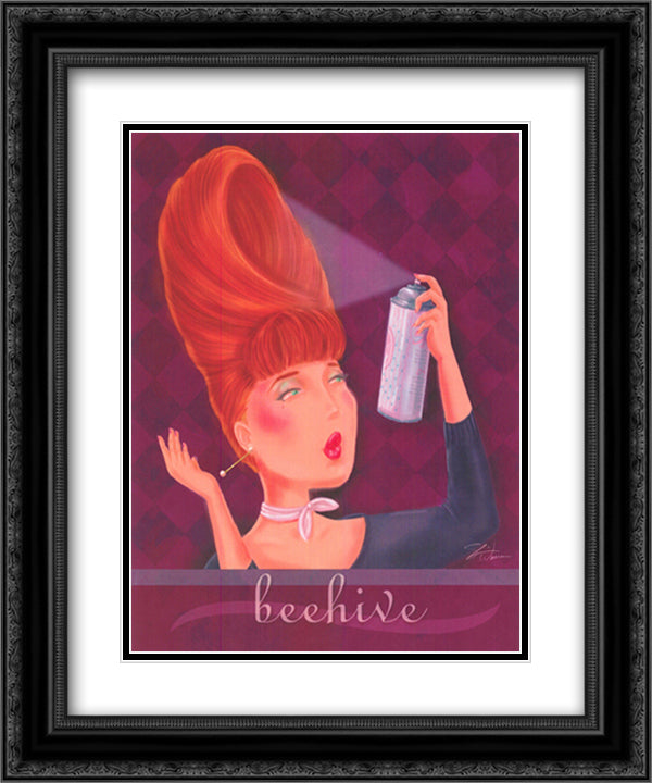 Beehive 14x16 Black Ornate Wood Framed Art Print Poster with Double Matting by Warren, Shari