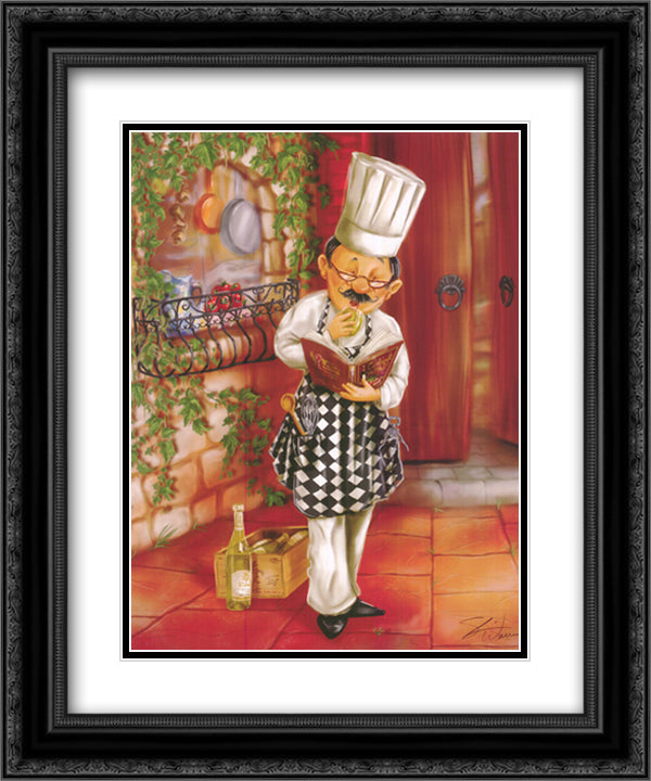 Chefs With Wine II 12x14 Black Ornate Wood Framed Art Print Poster with Double Matting by Warren, Shari