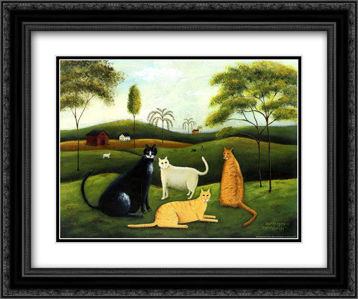 Cat Country 18x15 Black Ornate Wood Framed Art Print Poster with Double Matting by Chase, Dotty