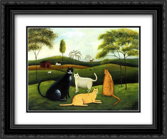 Cat Country 18x15 Black Ornate Wood Framed Art Print Poster with Double Matting by Chase, Dotty