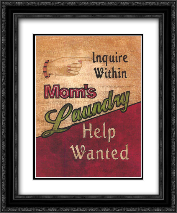 Laundry Help Wanted 15x18 Black Ornate Wood Framed Art Print Poster with Double Matting by Spivey, Linda