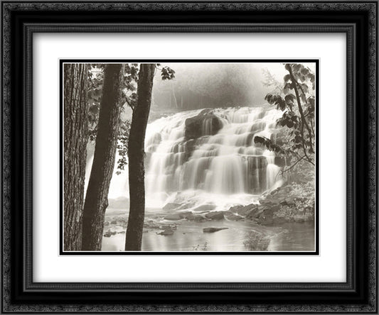 Waterfall Lake 18x15 Black Ornate Wood Framed Art Print Poster with Double Matting