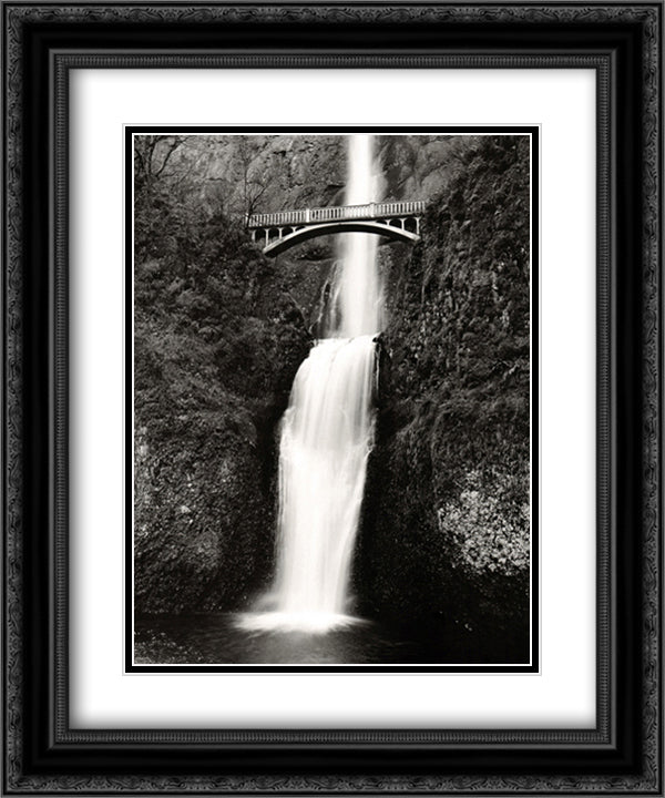 Waterfall Bridge 15x18 Black Ornate Wood Framed Art Print Poster with Double Matting