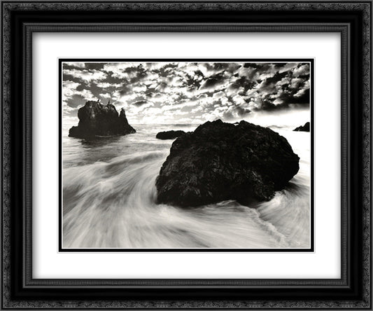 Rushing Waters 15x18 Black Ornate Wood Framed Art Print Poster with Double Matting