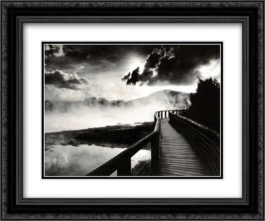 Walkway Over the Lake 15x18 Black Ornate Wood Framed Art Print Poster with Double Matting