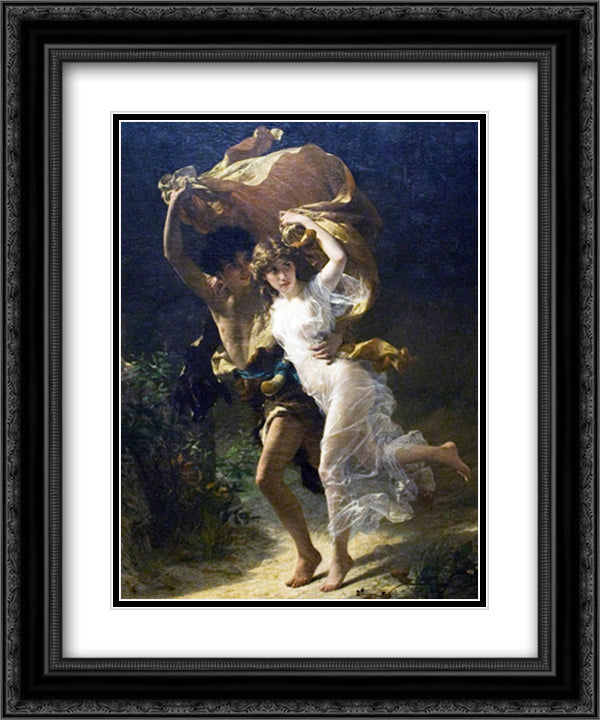 The Storm 15x18 Black Ornate Wood Framed Art Print Poster with Double Matting by Cot, Pierre Auguste