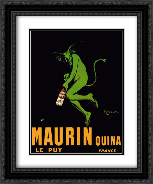 Maurin Quina 1920 15x18 Black Ornate Wood Framed Art Print Poster with Double Matting by Cappiello, Leonetto