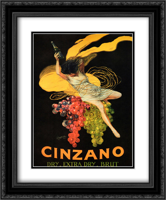 Asti Cinzano 15x18 Black Ornate Wood Framed Art Print Poster with Double Matting by Cappiello, Leonetto