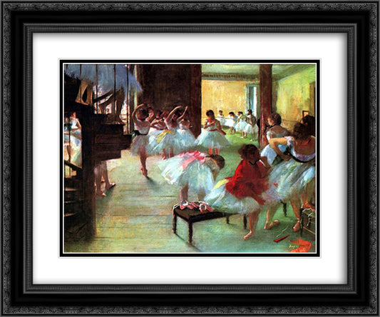 Ballet Rehearsal 18x15 Black Ornate Wood Framed Art Print Poster with Double Matting by Degas, Edgar