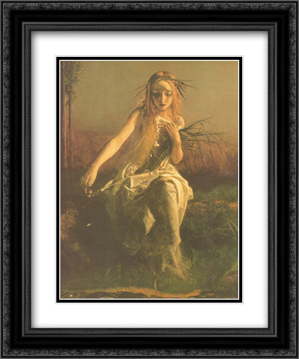 Ophelia (Detail) 15x18 Black Ornate Wood Framed Art Print Poster with Double Matting by Hughes, Arthur