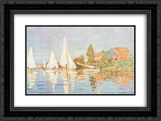 Boats At Argenteuil 18x15 Black Ornate Wood Framed Art Print Poster with Double Matting by Monet, Claude