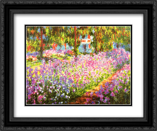 Garden At Giverny 18x15 Black Ornate Wood Framed Art Print Poster with Double Matting by Monet, Claude