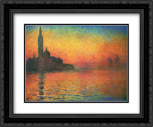 Dusk in Venice 18x15 Black Ornate Wood Framed Art Print Poster with Double Matting by Monet, Claude