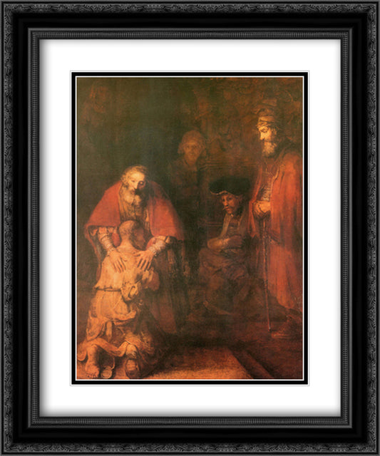 Return Of The Prodigal Son 15x18 Black Ornate Wood Framed Art Print Poster with Double Matting by Rembrandt