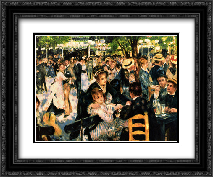 Moulin De La Gallette 18x15 Black Ornate Wood Framed Art Print Poster with Double Matting by Renoir, Pierre Auguste