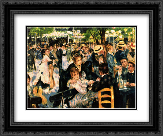 Moulin De La Gallette 18x15 Black Ornate Wood Framed Art Print Poster with Double Matting by Renoir, Pierre Auguste