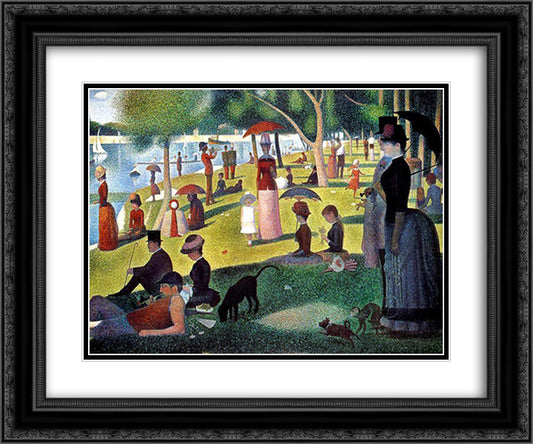 Sunday Afternoon on the Island of La Grande Jatte, c.1886 18x15 Black Ornate Wood Framed Art Print Poster with Double Matting by Seurat, Georges