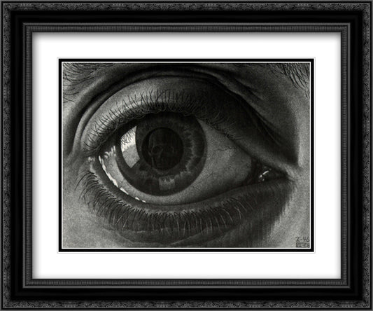 The Eye 15x18 Black Ornate Wood Framed Art Print Poster with Double Matting by Escher, M.C.