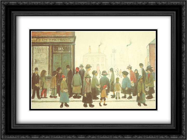 Waiting for the Shops to Open 18x15 Black Ornate Wood Framed Art Print Poster with Double Matting by Lowry, Lawrence Stephen