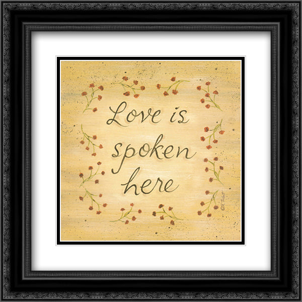 Love Is Spoken Here 14x14 Black Ornate Wood Framed Art Print Poster with Double Matting by Gutowsky, Karen