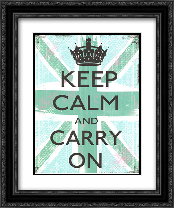 Keep Calm And Carry On 15x18 Black Ornate Wood Framed Art Print Poster with Double Matting by Carey, Louise